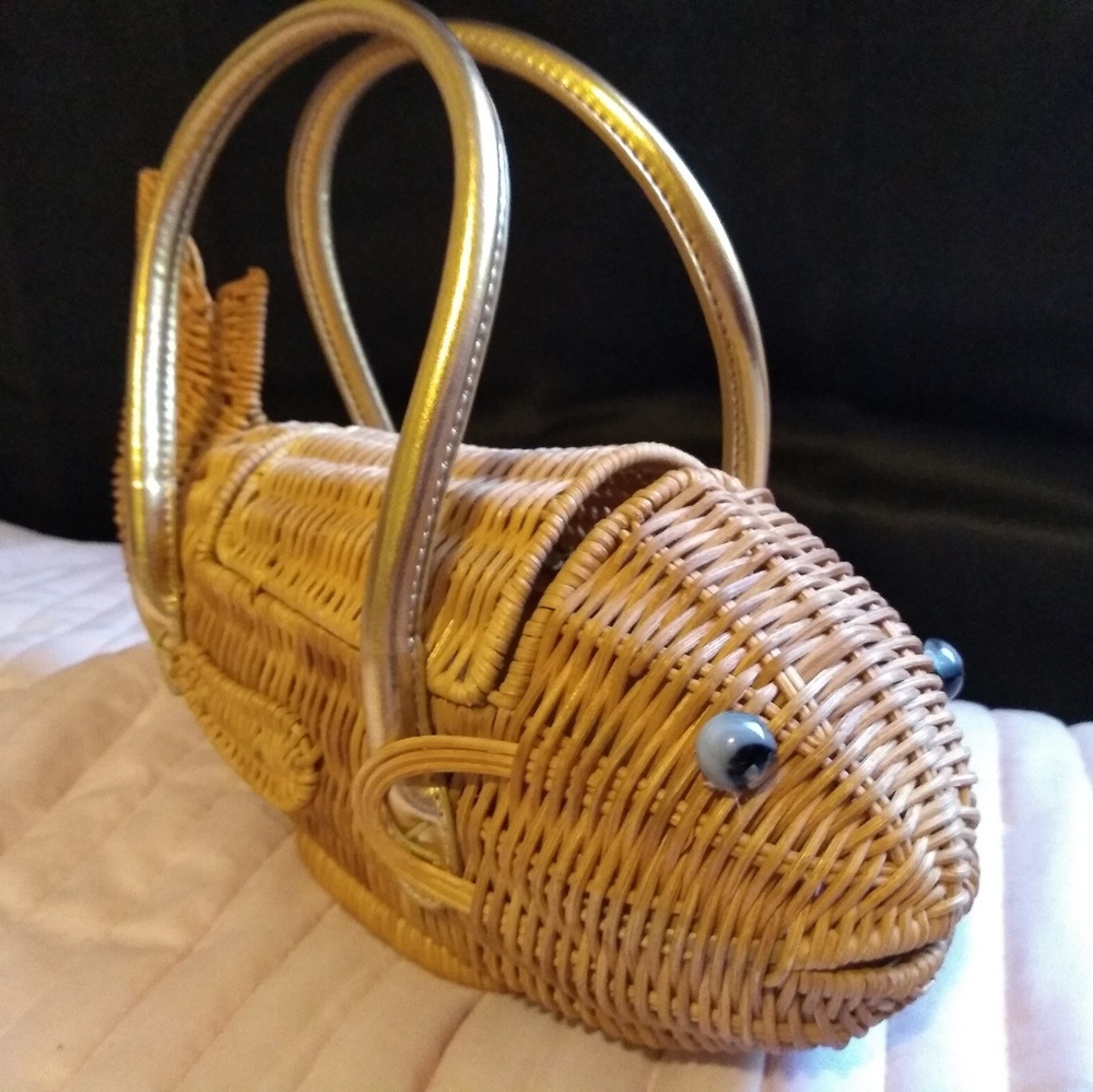 Vintage Cappelli Straworld Gold Fish Purse